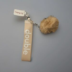 NWT RARE Tim Hortons Double Double Keychain - Furry Pom-Pom, Strap & Metal Clip